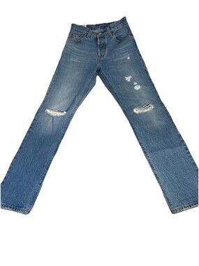 Levi's Premium Denim Women’s 501 Leg Distressed Jeans High Button Fly 23x30